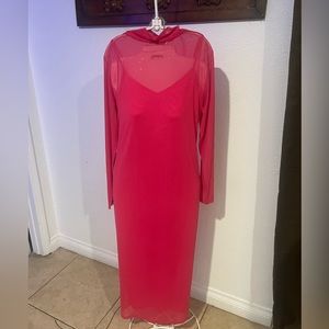 eloqui hot pink full length dress nwt